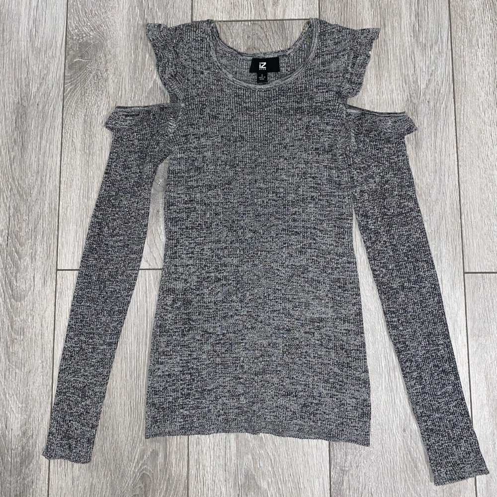 Grey Open Shoulder Top